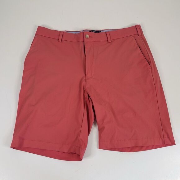 Peter Millar Crown Crafed 34 x 9 Golf Shorts Pink Flat Front Nylon Blend - Picture 1 of 3